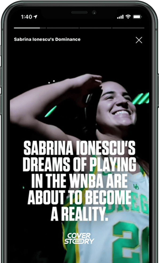 An iPhone showing the ESPN app