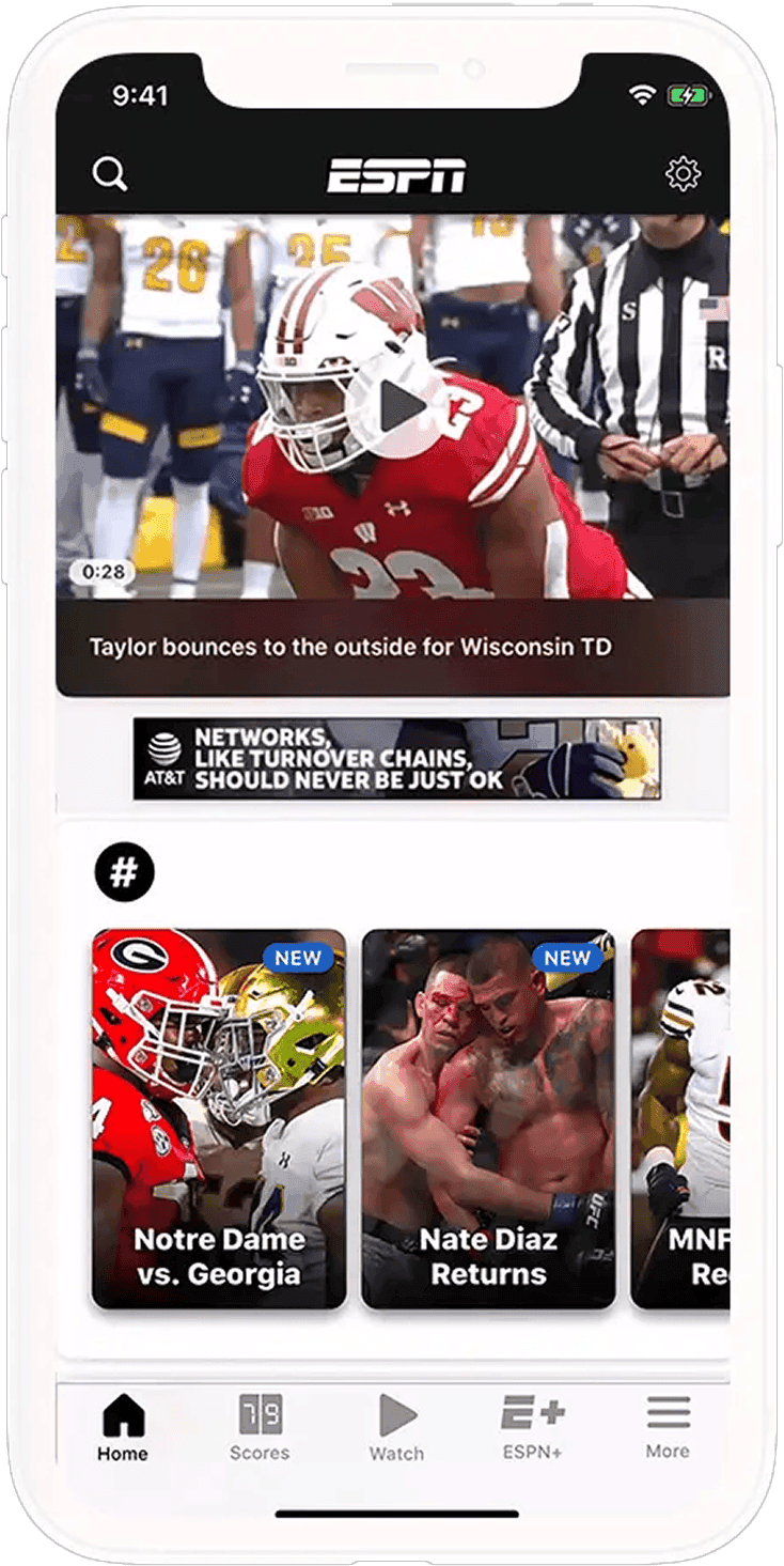 ESPN iOS demo with stories row.