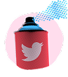 illustration of a spray can with the Twitter logo on it.